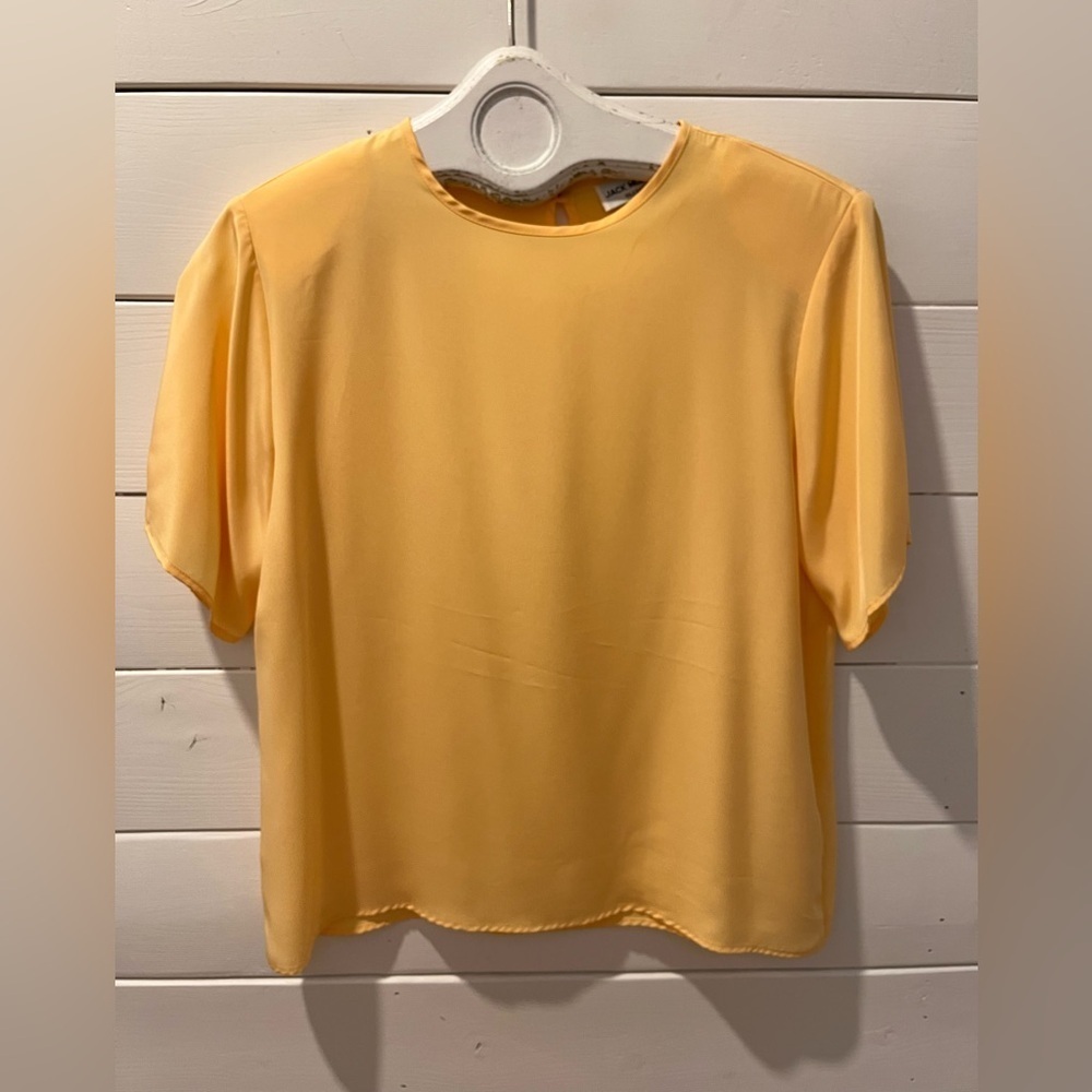 Jack Mulqueen Silksational Padded Shoulders Short Sleeve Blouse – Size M